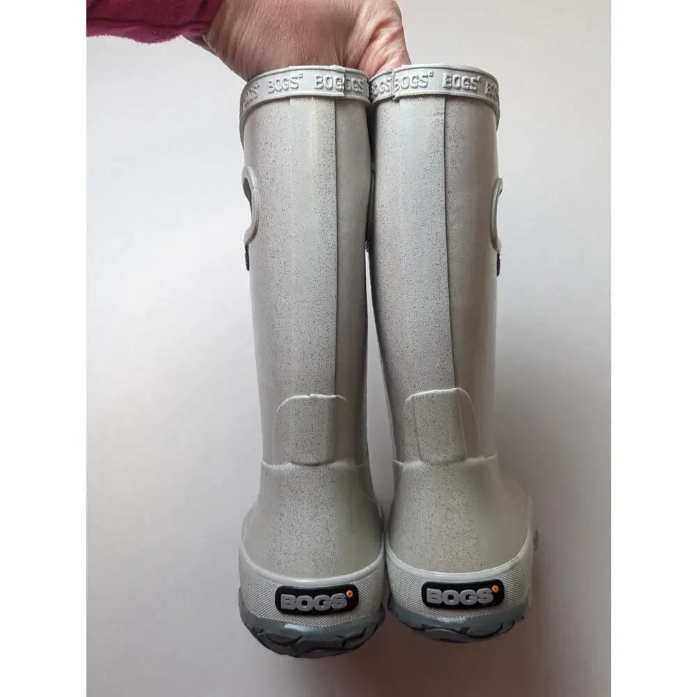 NWOT Bogs Kids Rainboots Silver Glitter Size 10 72399-040 Rain Boots
